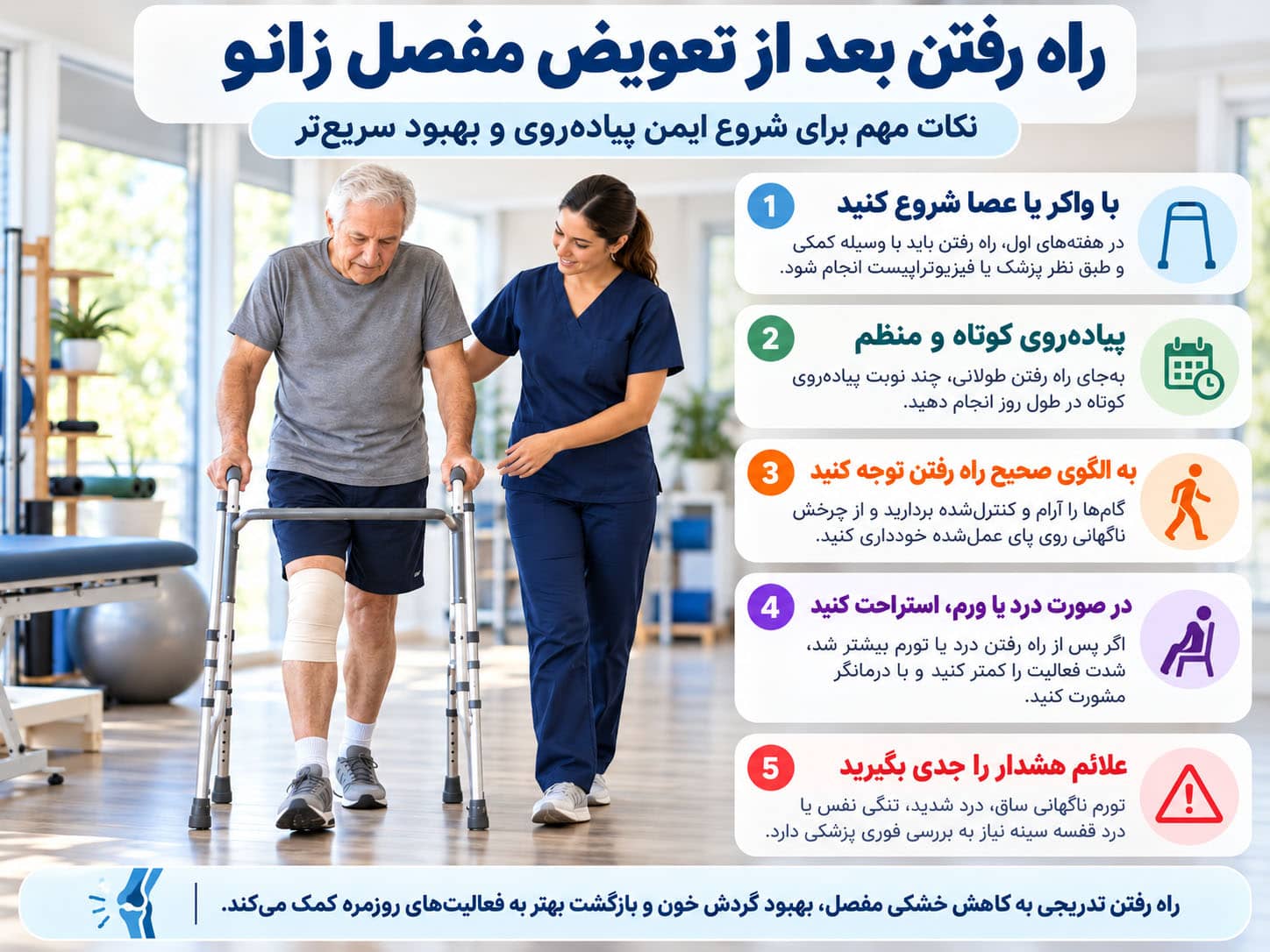 راه رفتن پس از تعویض زانو
