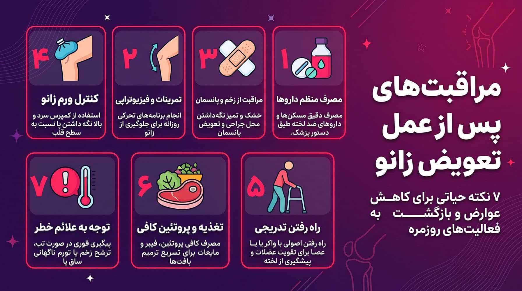 مراقبت بعد از جراحی تعویض مفصل زانو